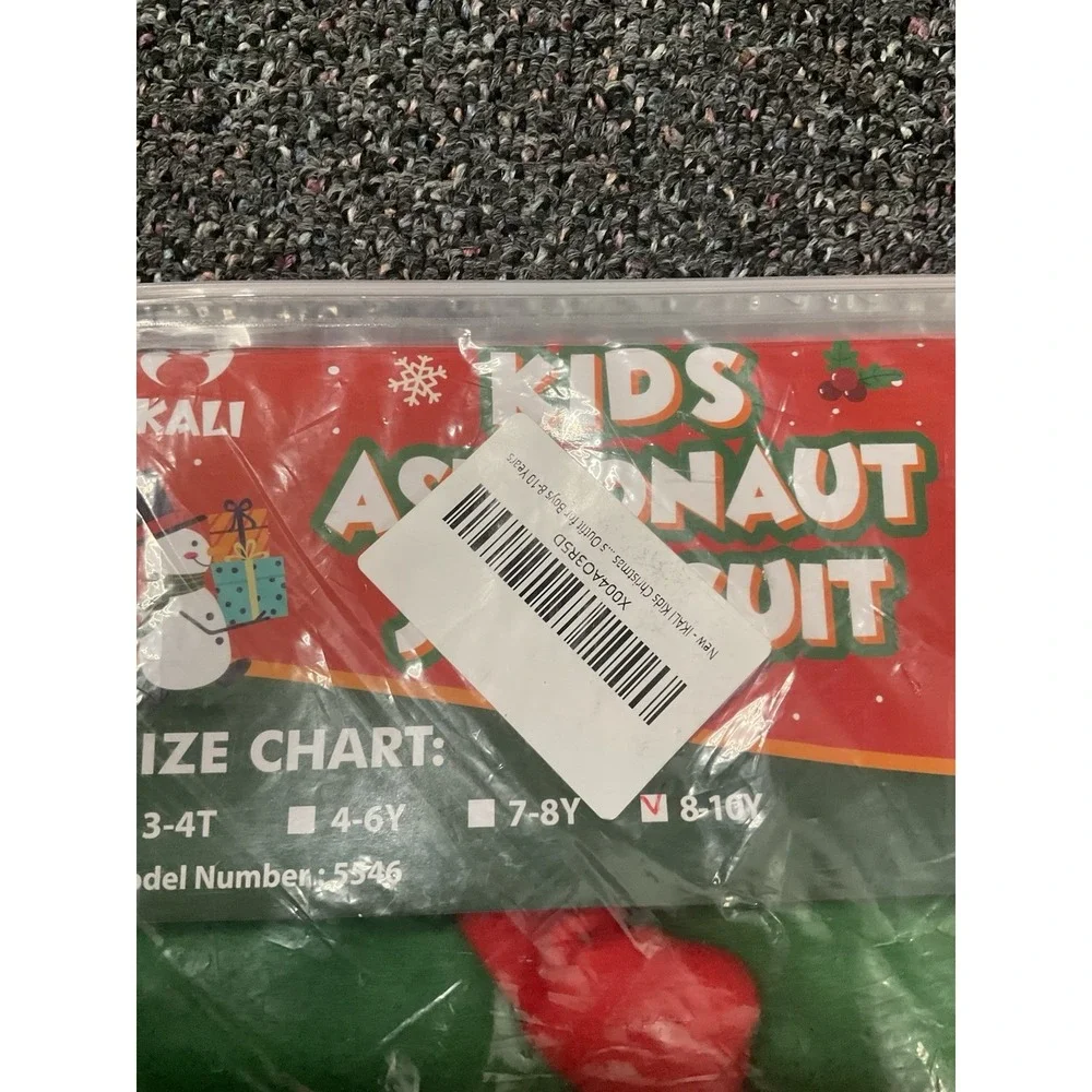 Christmas Santa Elf Set Child Halloween Costume Size 8-10  Red Green With Hat‎